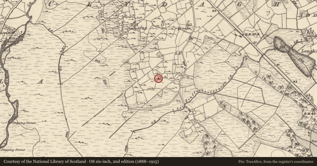 Ordnance Survey six-inch map, 2nd edition (1888–1915) covering the location of Enclosure, Claídeach, County Galway, with a pin at the register's coordinates