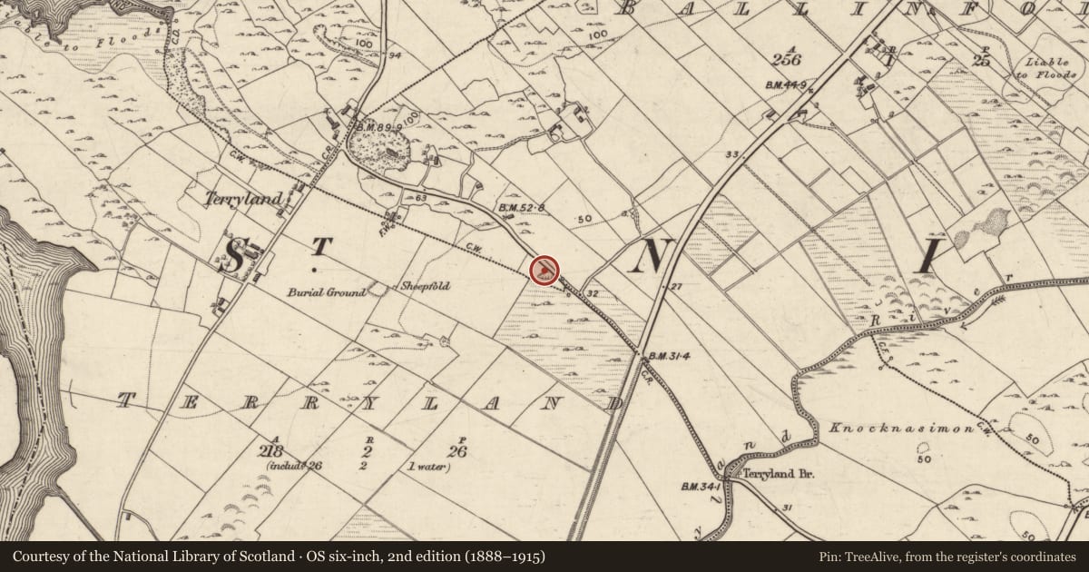Ordnance Survey six-inch map, 2nd edition (1888–1915) covering the location of Quarry, Ballinfoile, County Galway, with a pin at the register's coordinates