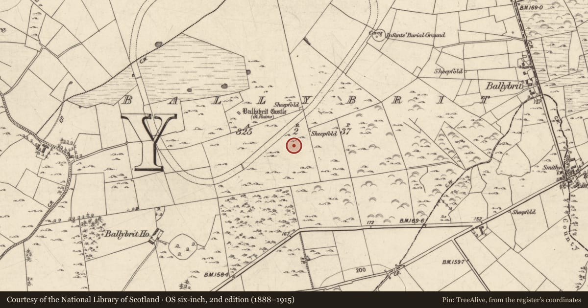 Ordnance Survey six-inch map, 2nd edition (1888–1915) covering the location of House - indeterminate date, Ballybrit, County Galway, with a pin at the register's coordinates