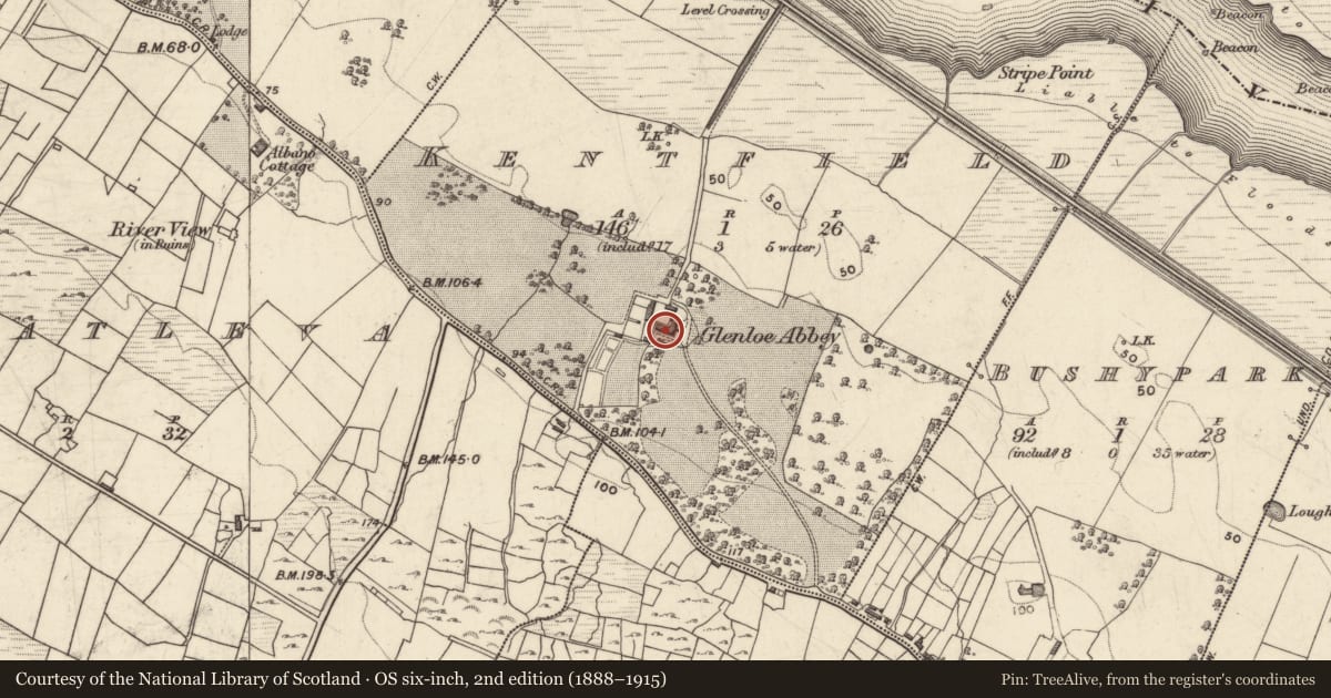 Ordnance Survey six-inch map, 2nd edition (1888–1915) covering the location of House - 18th/19th century, Kentfield, County Galway, with a pin at the register's coordinates