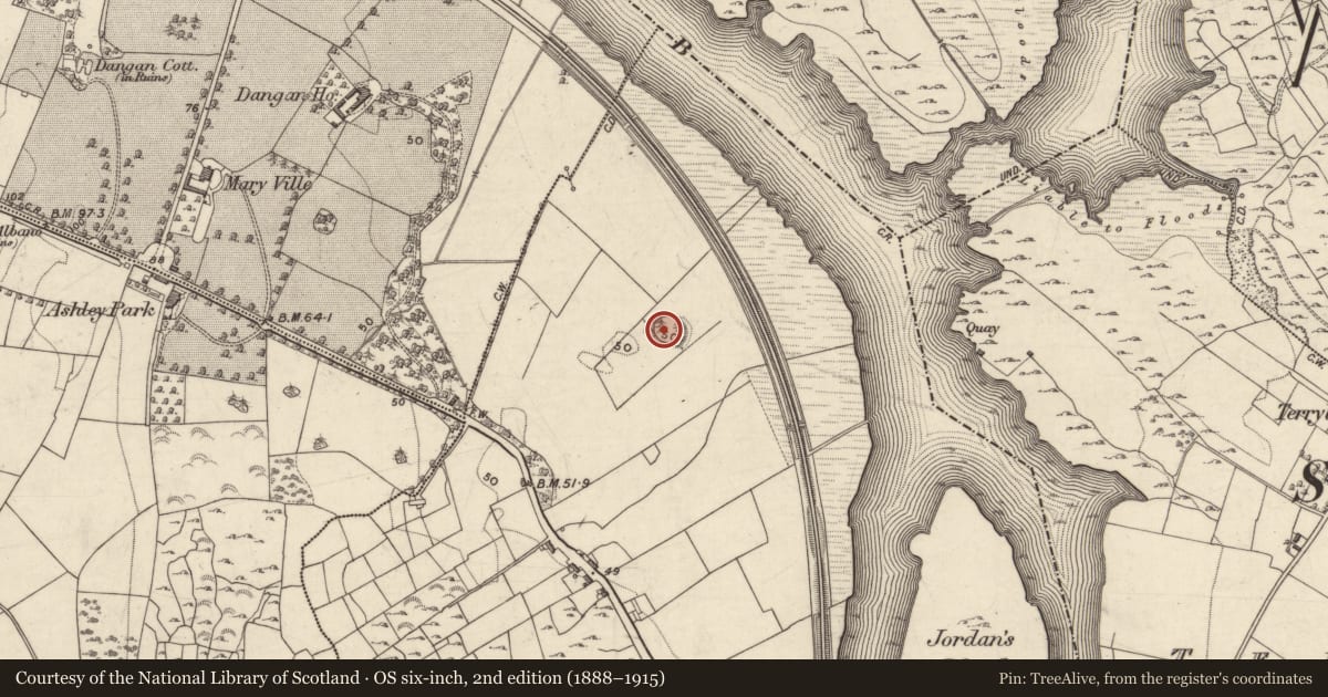 Ordnance Survey six-inch map, 2nd edition (1888–1915) covering the location of Ringfort - unclassified, Newcastle (Rahoon Par.), County Galway, with a pin at the register's coordinates