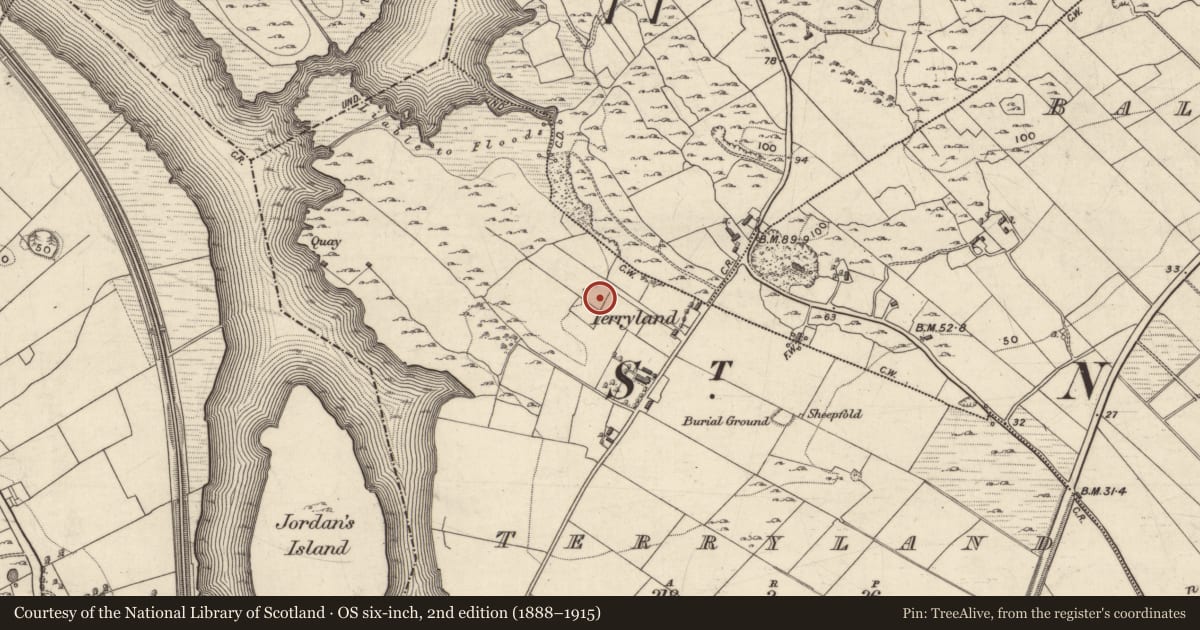 Ordnance Survey six-inch map, 2nd edition (1888–1915) covering the location of Quarry, Terryland, County Galway, with a pin at the register's coordinates