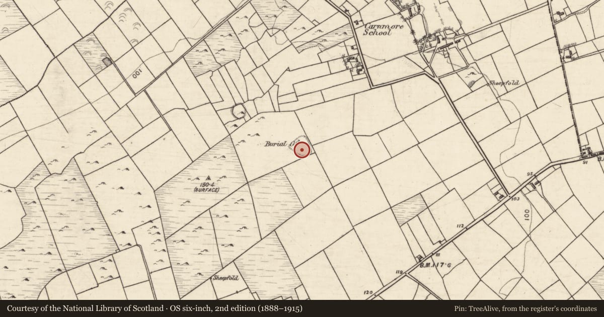 Ordnance Survey six-inch map, 2nd edition (1888–1915) covering the location of Enclosure, An Carn Mór Thiar, County Galway, with a pin at the register's coordinates