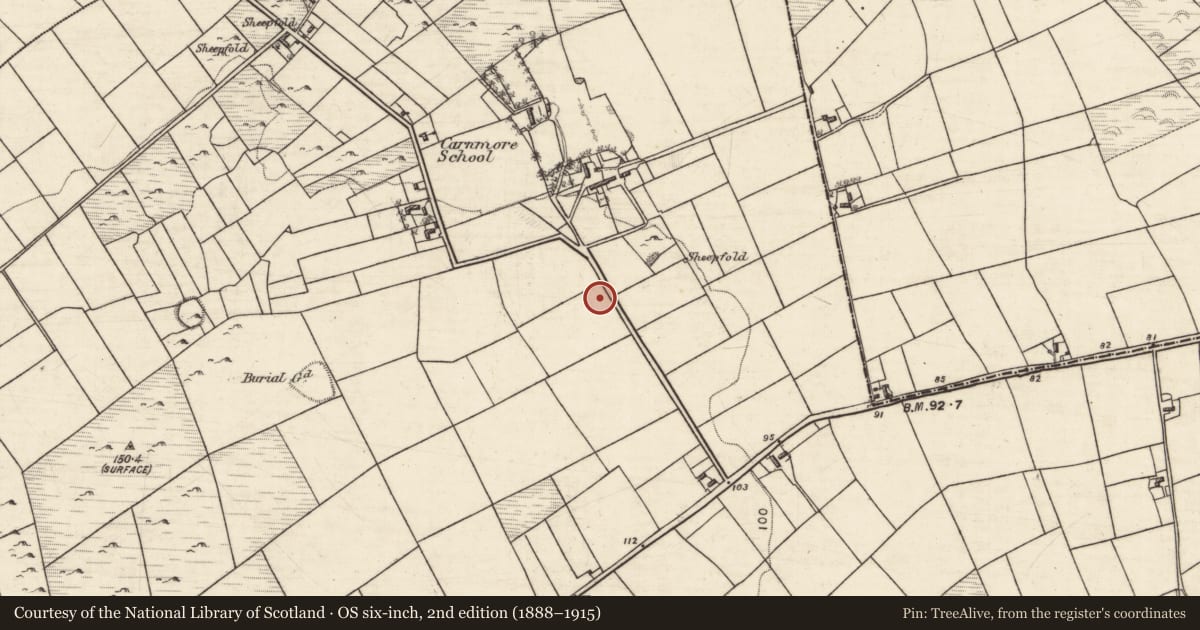 Ordnance Survey six-inch map, 2nd edition (1888–1915) covering the location of Souterrain, An Carn Mór Thiar, County Galway, with a pin at the register's coordinates