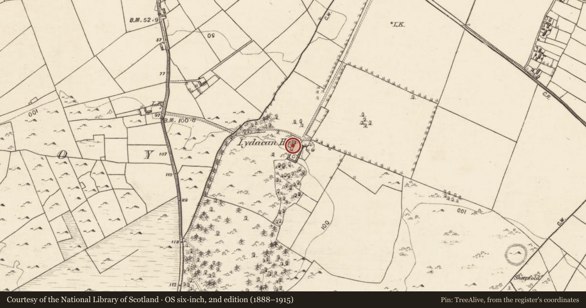 Ordnance Survey six-inch map, 2nd edition (1888–1915) covering the location of Country house, An Laigheachán, County Galway, with a pin at the register's coordinates
