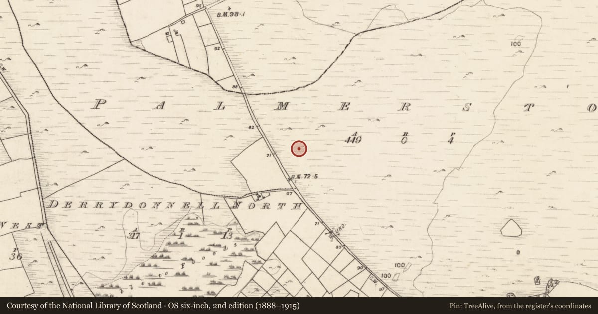 Ordnance Survey six-inch map, 2nd edition (1888–1915) covering the location of Barrow - unclassified, Palmerstown, County Galway, with a pin at the register's coordinates