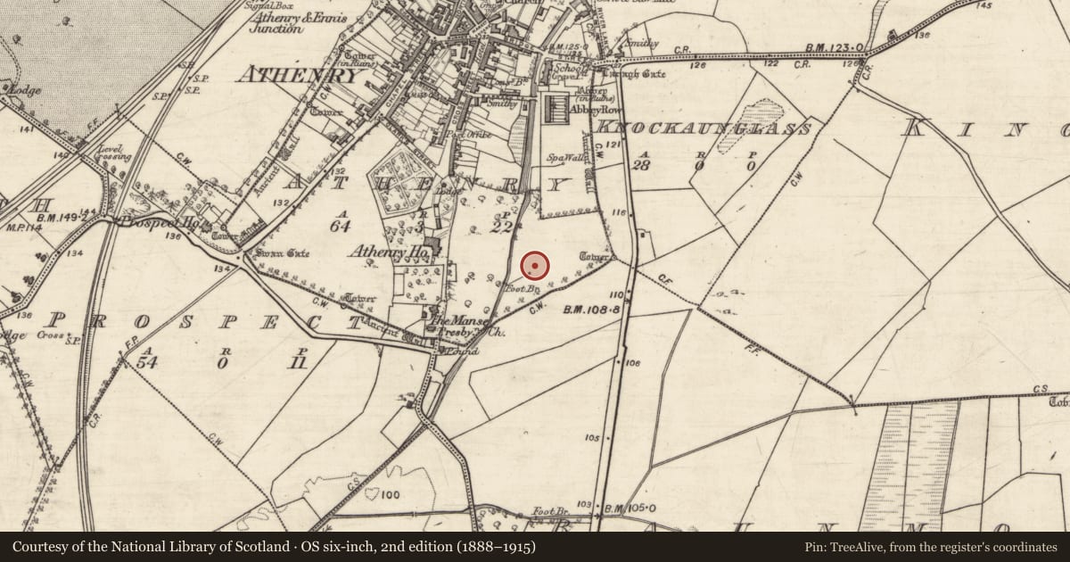 Ordnance Survey six-inch map, 2nd edition (1888–1915) covering the location of Well, Athenry, County Galway, with a pin at the register's coordinates