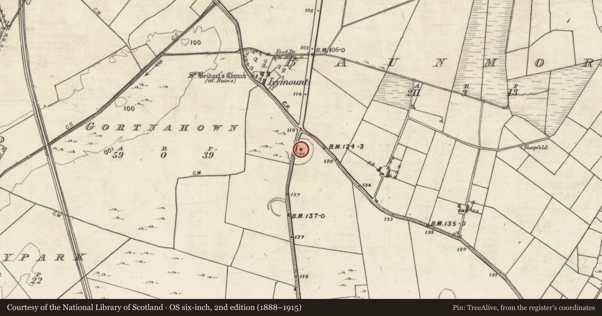 Ordnance Survey six-inch map, 2nd edition (1888–1915) covering the location of Enclosure - large enclosure, Farranablake East, Boyhill, County Galway, with a pin at the register's coordinates