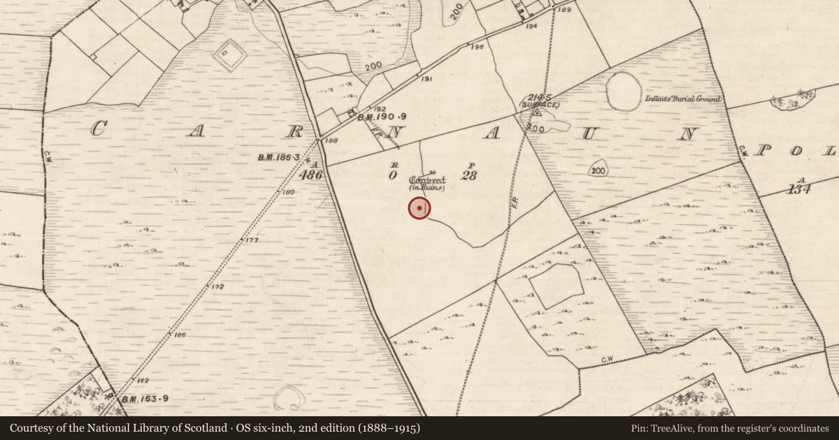 Ordnance Survey six-inch map, 2nd edition (1888–1915) covering the location of Ringfort - cashel, Carnaun, County Galway, with a pin at the register's coordinates