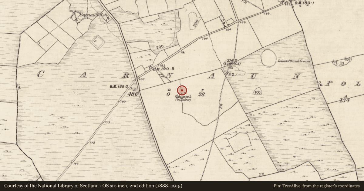 Ordnance Survey six-inch map, 2nd edition (1888–1915) covering the location of House - indeterminate date, Carnaun, County Galway, with a pin at the register's coordinates