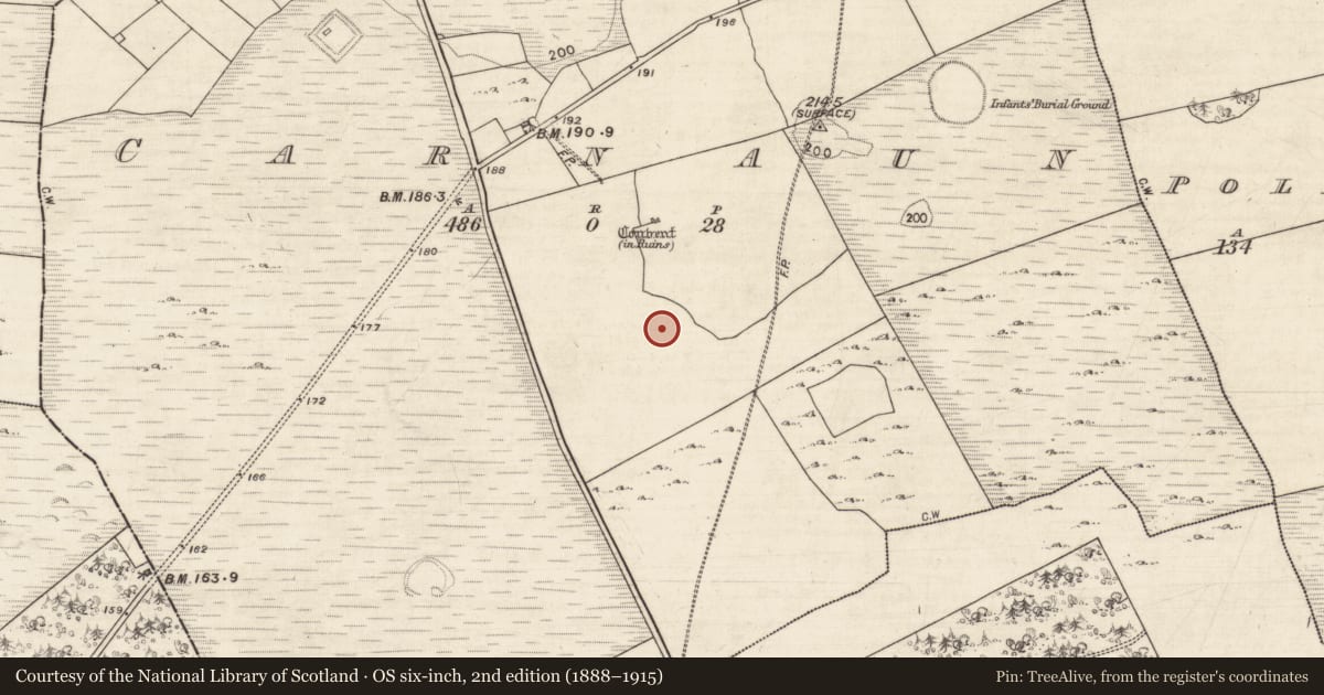 Ordnance Survey six-inch map, 2nd edition (1888–1915) covering the location of Ringfort - cashel, Carnaun, County Galway, with a pin at the register's coordinates