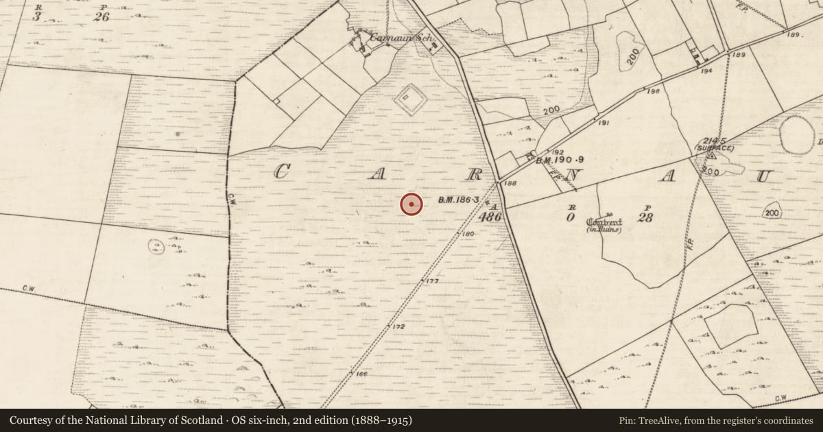 Ordnance Survey six-inch map, 2nd edition (1888–1915) covering the location of House - indeterminate date, Carnaun, County Galway, with a pin at the register's coordinates
