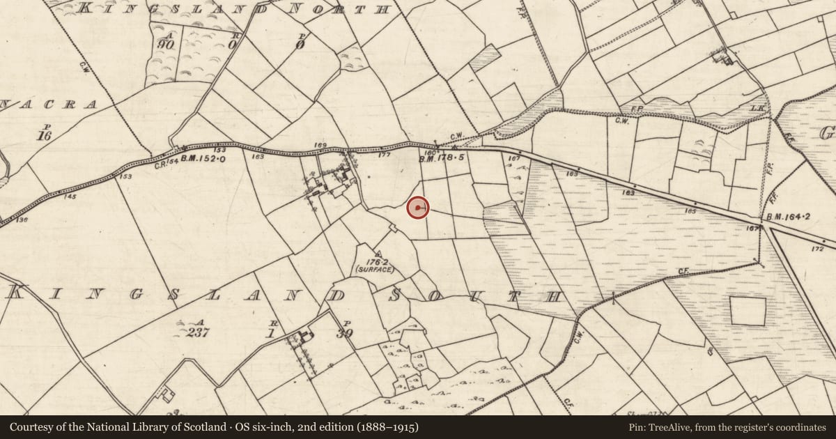 Ordnance Survey six-inch map, 2nd edition (1888–1915) covering the location of Well, Kingsland South, County Galway, with a pin at the register's coordinates