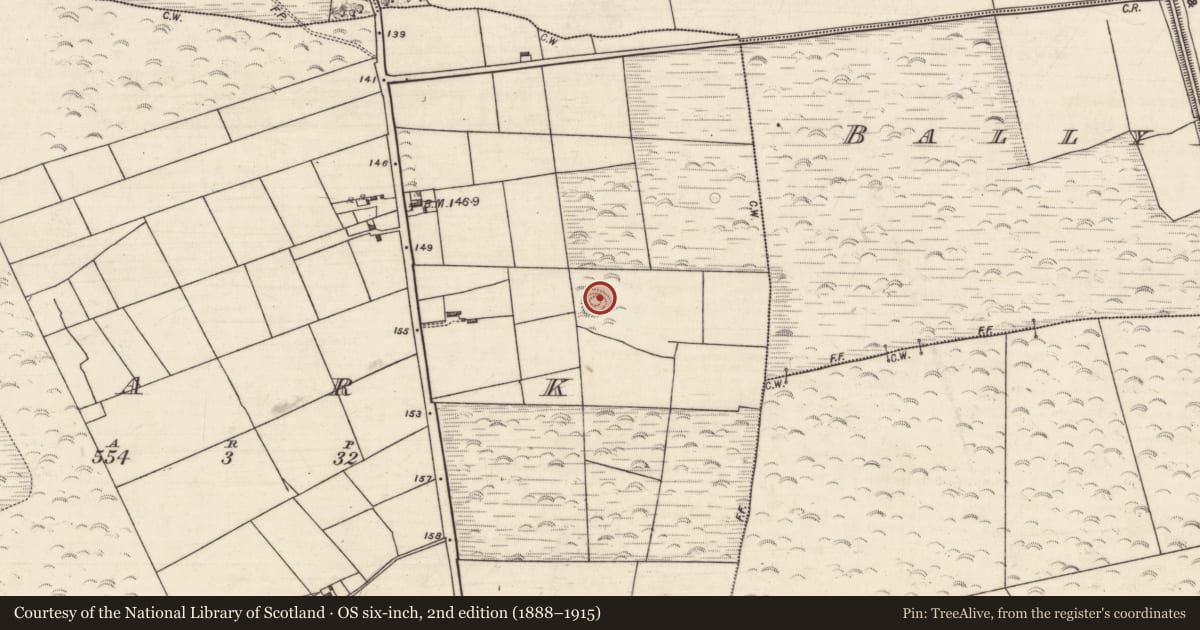 Ordnance Survey six-inch map, 2nd edition (1888–1915) covering the location of Barrow - ring-barrow, Park, County Galway, with a pin at the register's coordinates