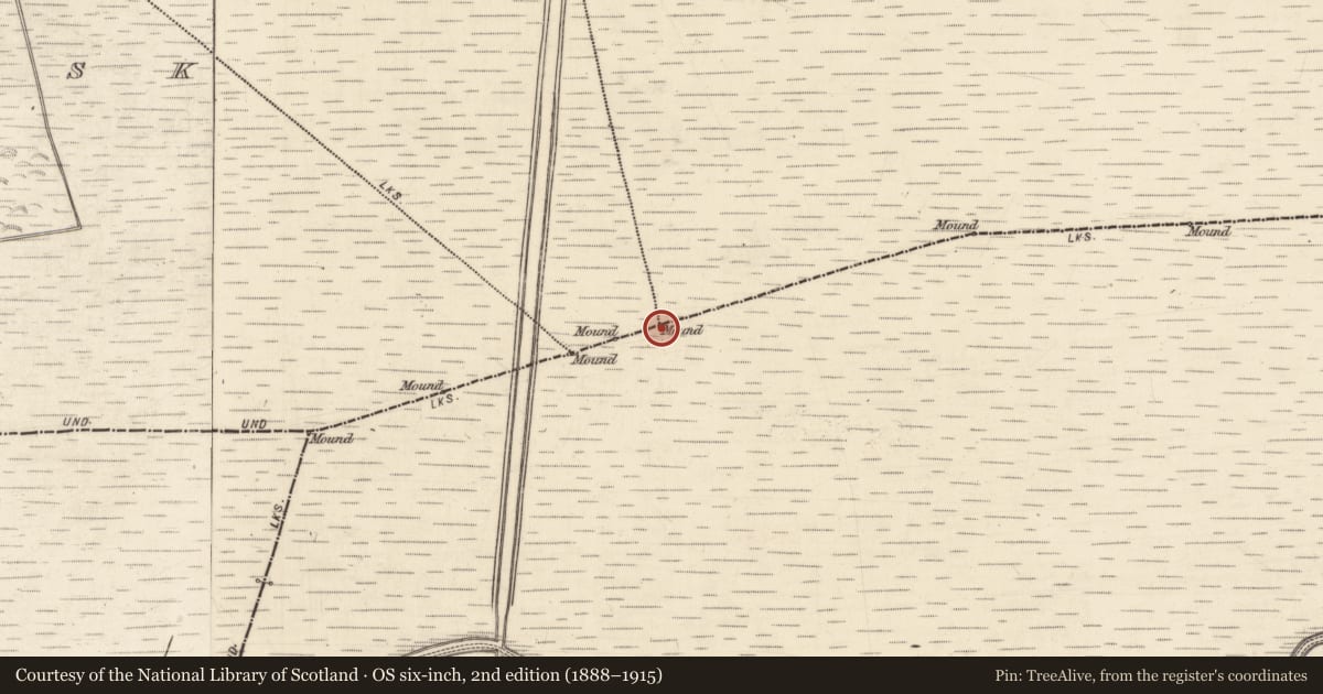 Ordnance Survey six-inch map, 2nd edition (1888–1915) covering the location of Boundary mound, County Galway, with a pin at the register's coordinates