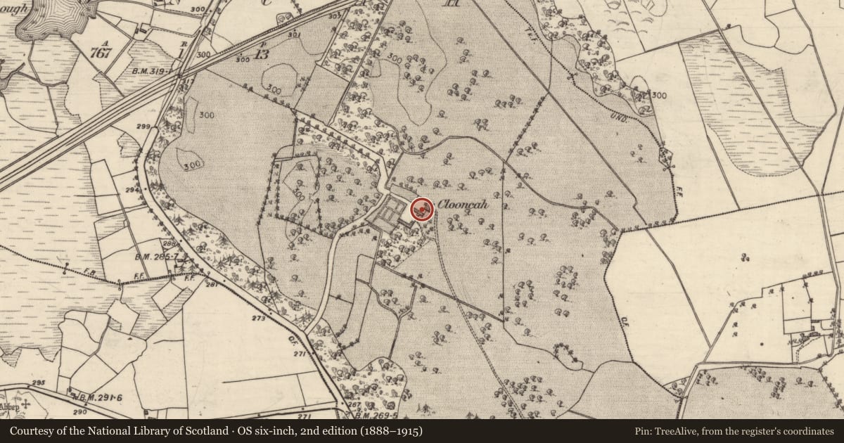 Ordnance Survey six-inch map, 2nd edition (1888–1915) covering the location of House - 18th/19th century, Clooncah, County Galway, with a pin at the register's coordinates