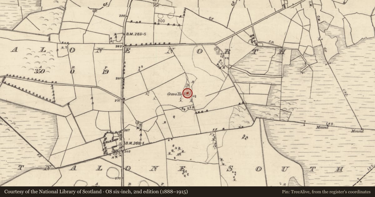 Ordnance Survey six-inch map, 2nd edition (1888–1915) covering the location of Children's burial ground, Gortnalone North, County Galway, with a pin at the register's coordinates
