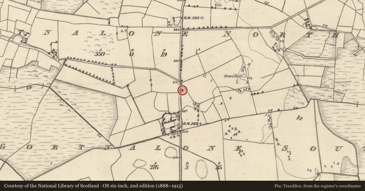 Ordnance Survey six-inch map, 2nd edition (1888–1915) covering the location of Enclosure, Gortnalone North, County Galway, with a pin at the register's coordinates