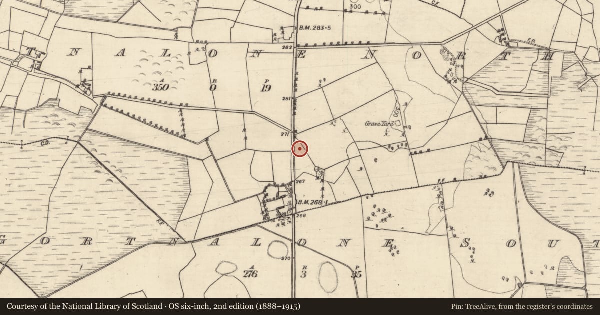 Ordnance Survey six-inch map, 2nd edition (1888–1915) covering the location of Mound, Gortnalone North, County Galway, with a pin at the register's coordinates