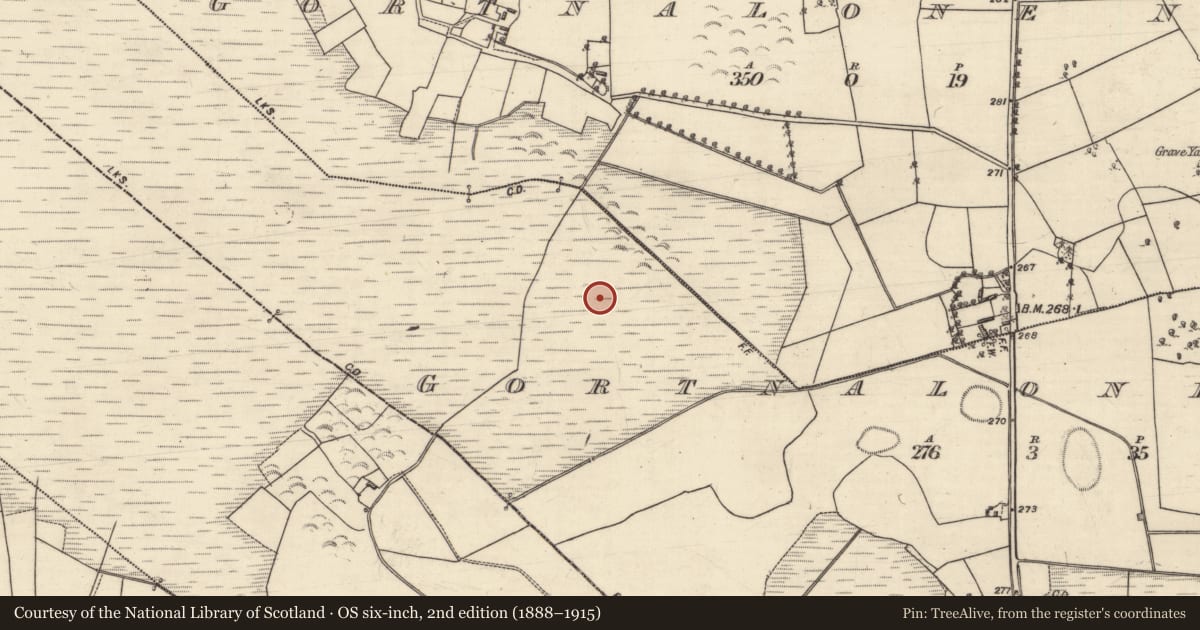 Ordnance Survey six-inch map, 2nd edition (1888–1915) covering the location of Earthwork, Gortnalone South, County Galway, with a pin at the register's coordinates