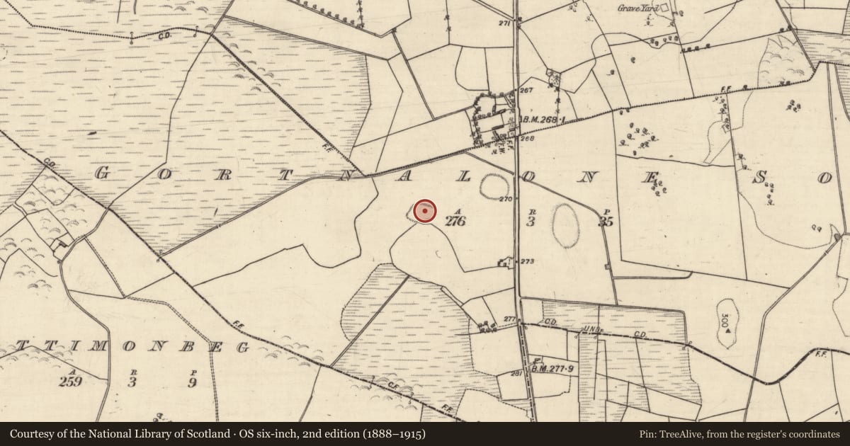 Ordnance Survey six-inch map, 2nd edition (1888–1915) covering the location of Enclosure, Gortnalone South, County Galway, with a pin at the register's coordinates