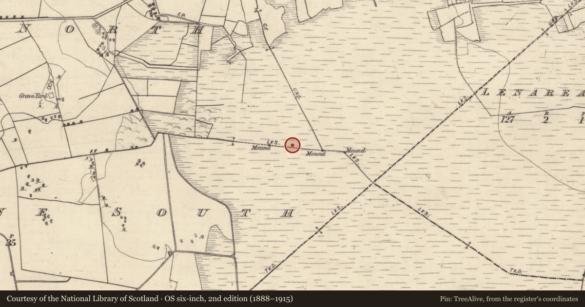 Ordnance Survey six-inch map, 2nd edition (1888–1915) covering the location of Boundary mound, Gortnalone South, Gortnalone North, County Galway, with a pin at the register's coordinates