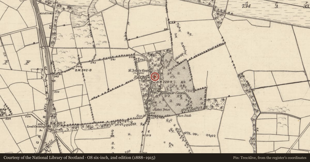 Ordnance Survey six-inch map, 2nd edition (1888–1915) covering the location of Church, Killimor, County Galway, with a pin at the register's coordinates