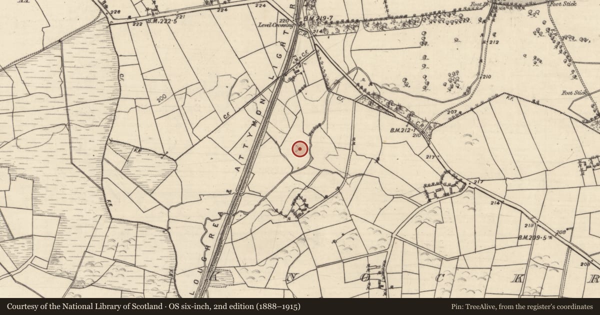 Ordnance Survey six-inch map, 2nd edition (1888–1915) covering the location of Mound, Knockroe, County Galway, with a pin at the register's coordinates