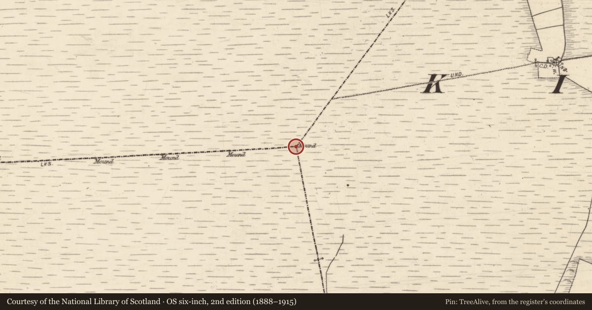 Ordnance Survey six-inch map, 2nd edition (1888–1915) covering the location of Boundary mound, County Galway, with a pin at the register's coordinates