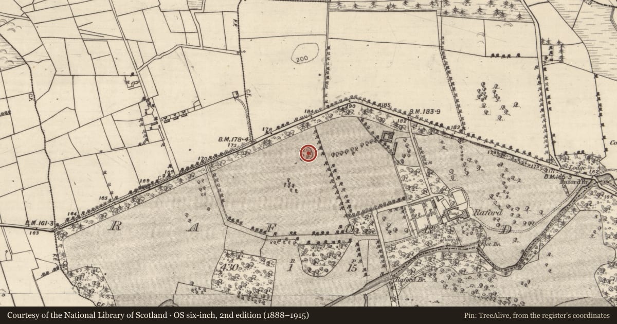 Ordnance Survey six-inch map, 2nd edition (1888–1915) covering the location of Enclosure, Raford, County Galway, with a pin at the register's coordinates