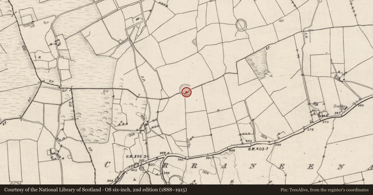 Ordnance Survey six-inch map, 2nd edition (1888–1915) covering the location of Souterrain, Ballyglass, County Galway, with a pin at the register's coordinates