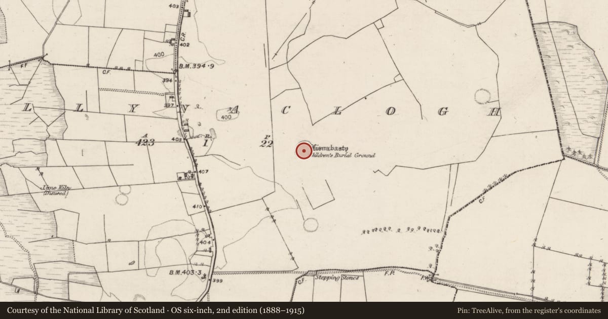 Ordnance Survey six-inch map, 2nd edition (1888–1915) covering the location of Ringfort - unclassified, Ballynaclogh, County Galway, with a pin at the register's coordinates