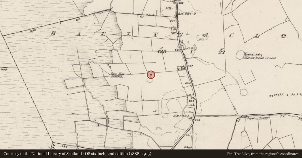 Ordnance Survey six-inch map, 2nd edition (1888–1915) covering the location of Ringfort - rath, Ballynaclogh, County Galway, with a pin at the register's coordinates