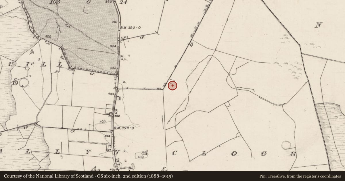 Ordnance Survey six-inch map, 2nd edition (1888–1915) covering the location of Earthwork, Ballynaclogh, County Galway, with a pin at the register's coordinates