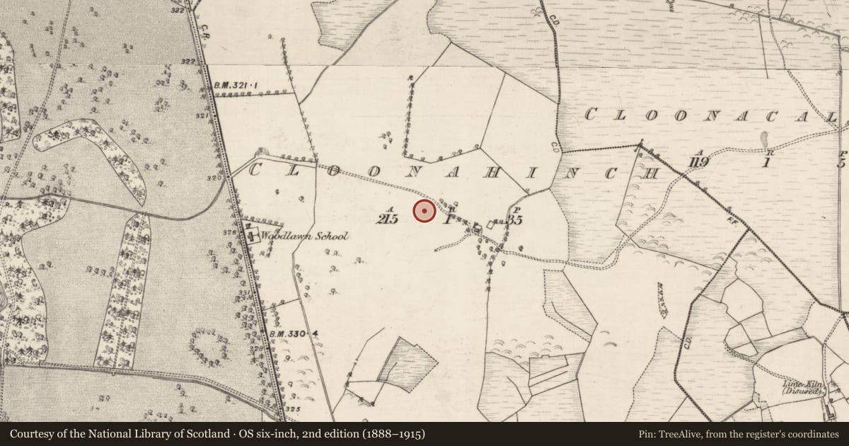 Ordnance Survey six-inch map, 2nd edition (1888–1915) covering the location of Quarry, Cloonahinch, County Galway, with a pin at the register's coordinates