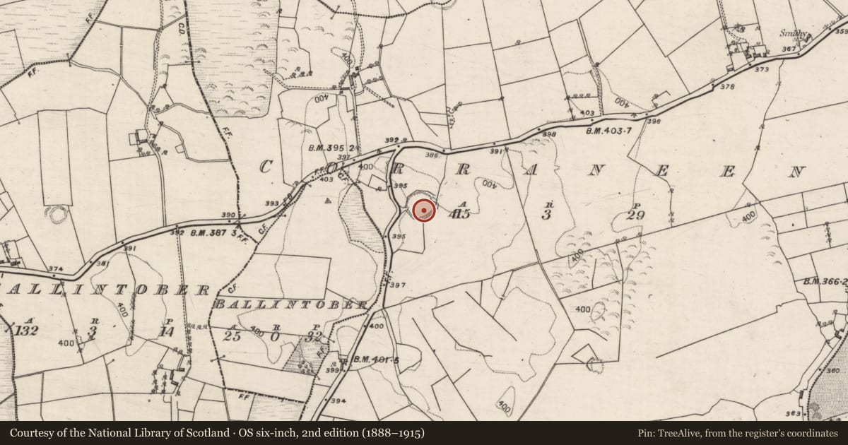 Ordnance Survey six-inch map, 2nd edition (1888–1915) covering the location of Ringfort - unclassified, Corraneena, County Galway, with a pin at the register's coordinates