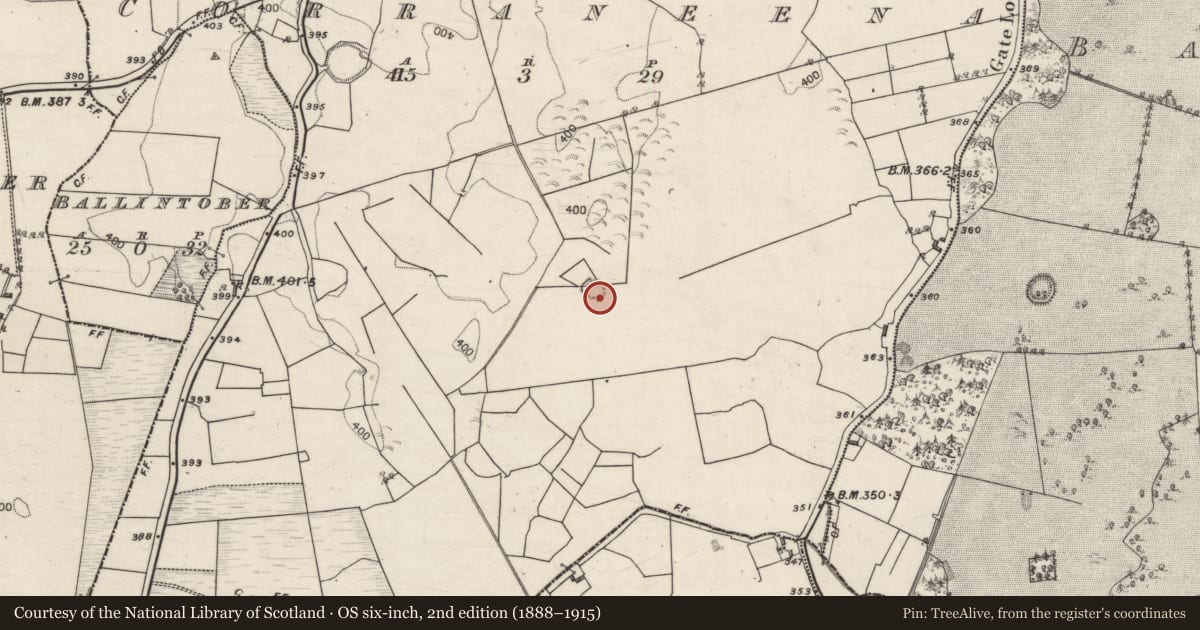 Ordnance Survey six-inch map, 2nd edition (1888–1915) covering the location of Ringfort - unclassified, Corraneena, County Galway, with a pin at the register's coordinates