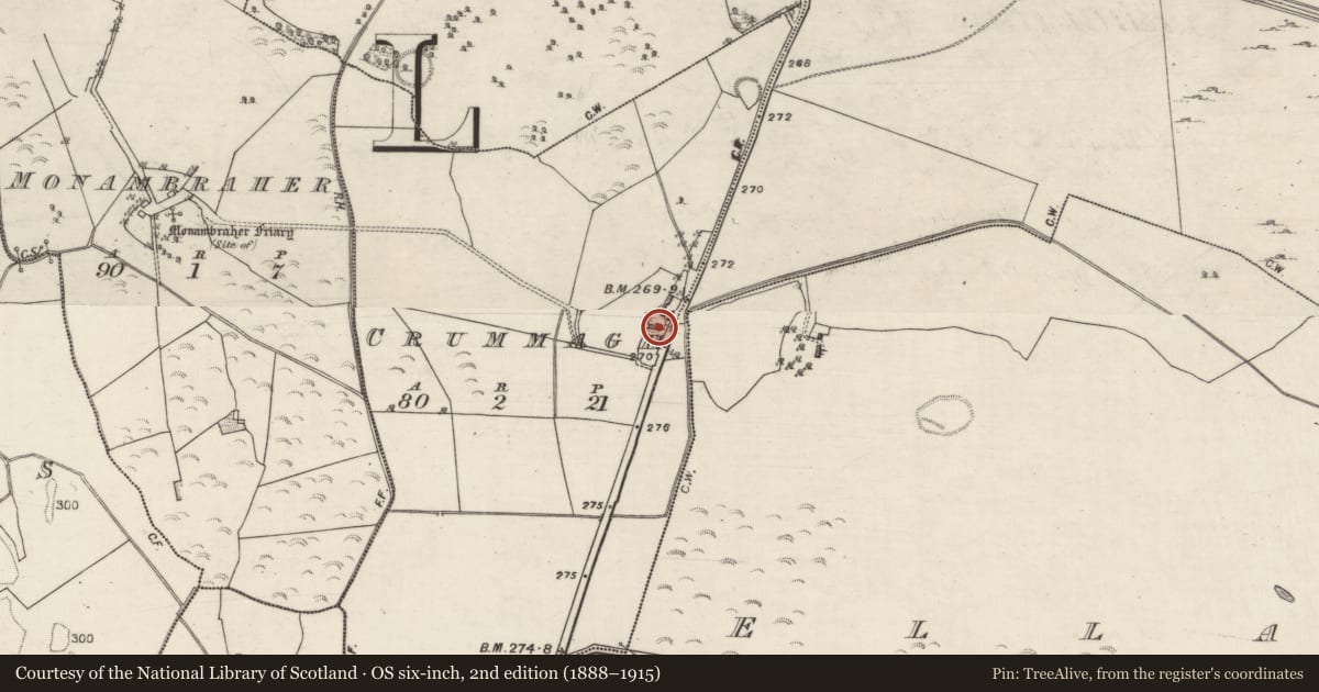 Ordnance Survey six-inch map, 2nd edition (1888–1915) covering the location of House - 18th/19th century, Crummagh, County Galway, with a pin at the register's coordinates