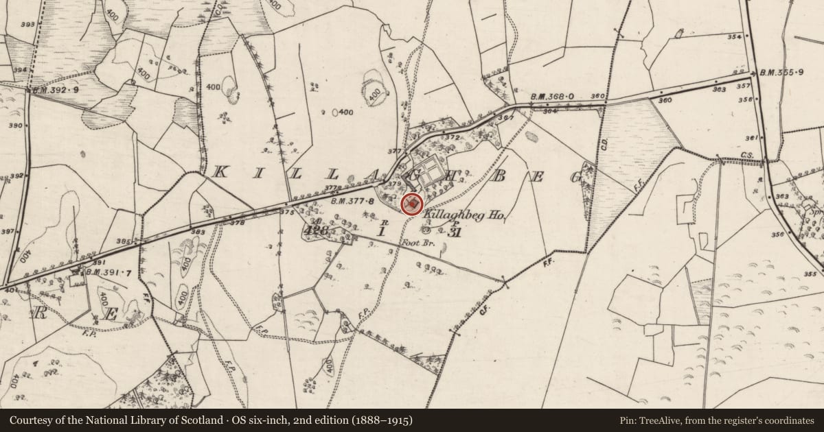 Ordnance Survey six-inch map, 2nd edition (1888–1915) covering the location of House - 18th/19th century, Killagh Beg, County Galway, with a pin at the register's coordinates