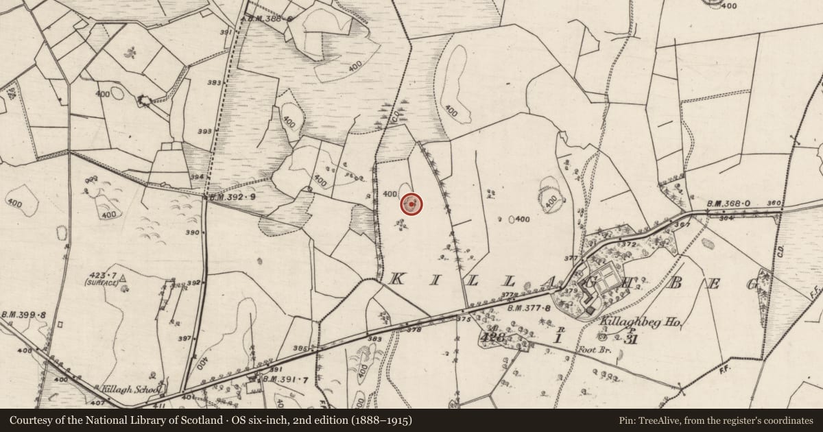 Ordnance Survey six-inch map, 2nd edition (1888–1915) covering the location of Quarry, Killagh Beg, County Galway, with a pin at the register's coordinates