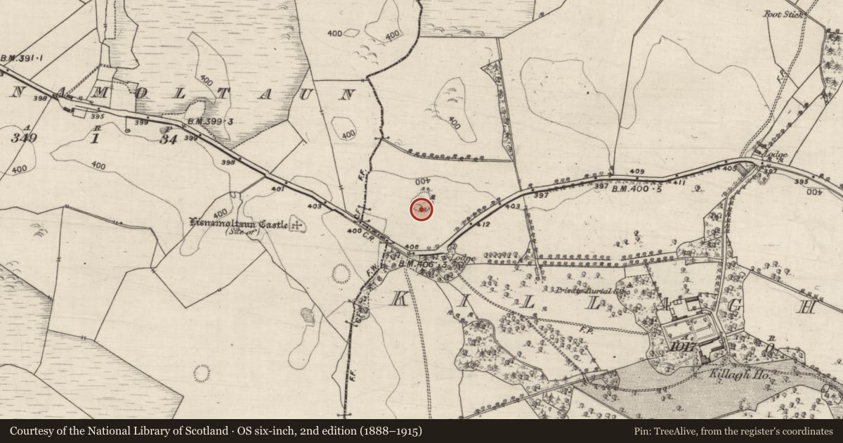 Ordnance Survey six-inch map, 2nd edition (1888–1915) covering the location of Ringfort - unclassified, Killagh More, County Galway, with a pin at the register's coordinates