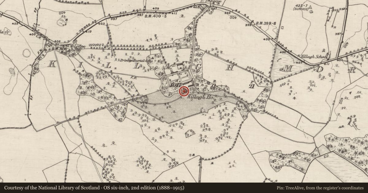 Ordnance Survey six-inch map, 2nd edition (1888–1915) covering the location of House - 18th/19th century, Killagh More, County Galway, with a pin at the register's coordinates
