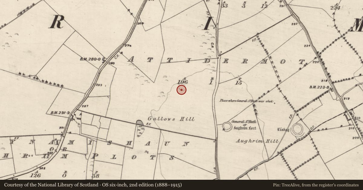 Ordnance Survey six-inch map, 2nd edition (1888–1915) covering the location of Ringfort - rath, Attidermot, County Galway, with a pin at the register's coordinates