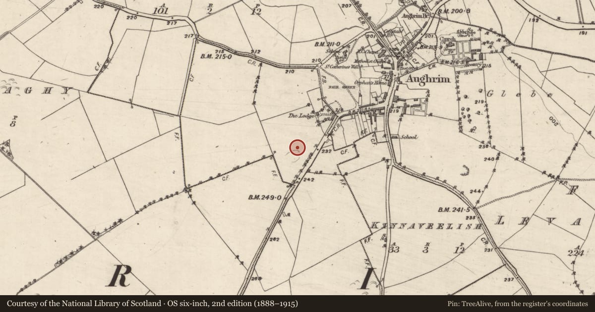 Ordnance Survey six-inch map, 2nd edition (1888–1915) covering the location of Field system, Attidermot, County Galway, with a pin at the register's coordinates
