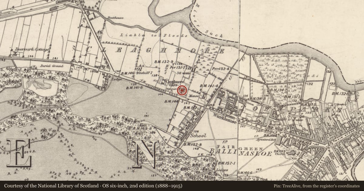 Ordnance Survey six-inch map, 2nd edition (1888–1915) covering the location of House - 18th/19th century, Cleaghmore, County Galway, with a pin at the register's coordinates