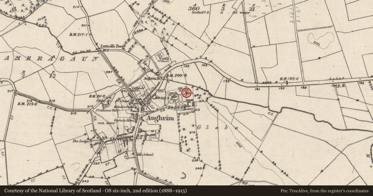 Ordnance Survey six-inch map, 2nd edition (1888–1915) covering the location of Religious house - Augustinian canons, Foats Or Levallynearl, County Galway, with a pin at the register's coordinates