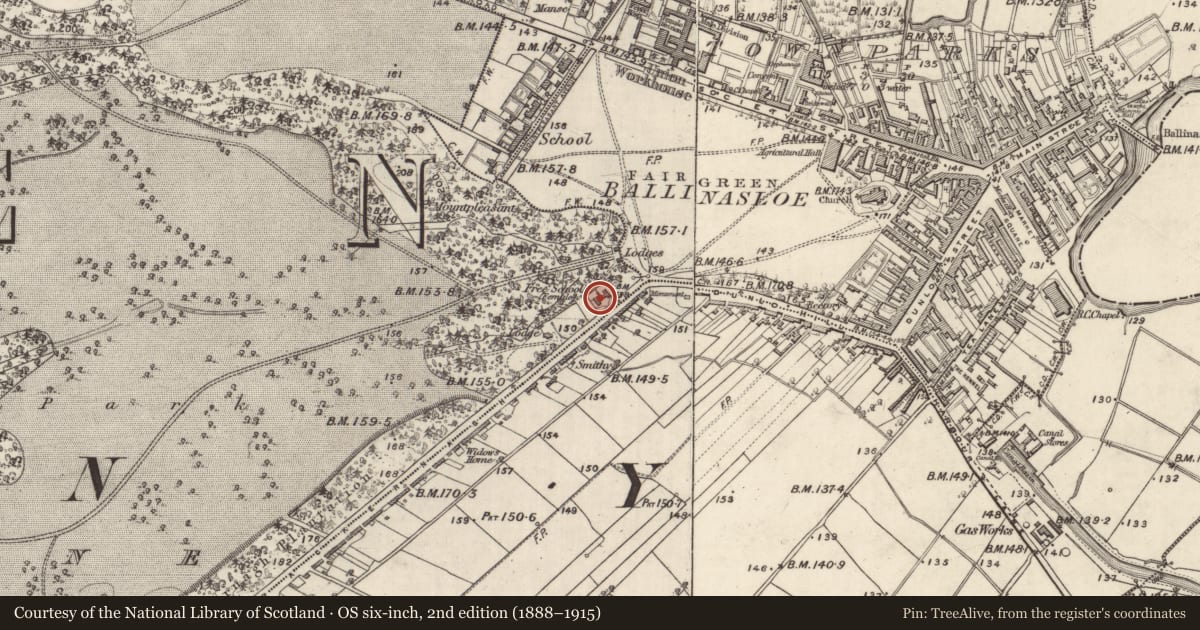 Ordnance Survey six-inch map, 2nd edition (1888–1915) covering the location of School, Garbally Demesne, County Galway, with a pin at the register's coordinates