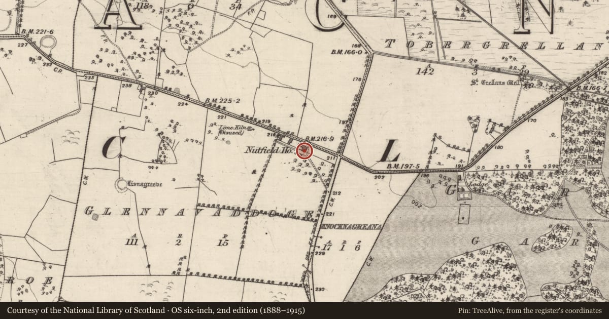 Ordnance Survey six-inch map, 2nd edition (1888–1915) covering the location of House - 18th/19th century, Glennavaddoge, County Galway, with a pin at the register's coordinates