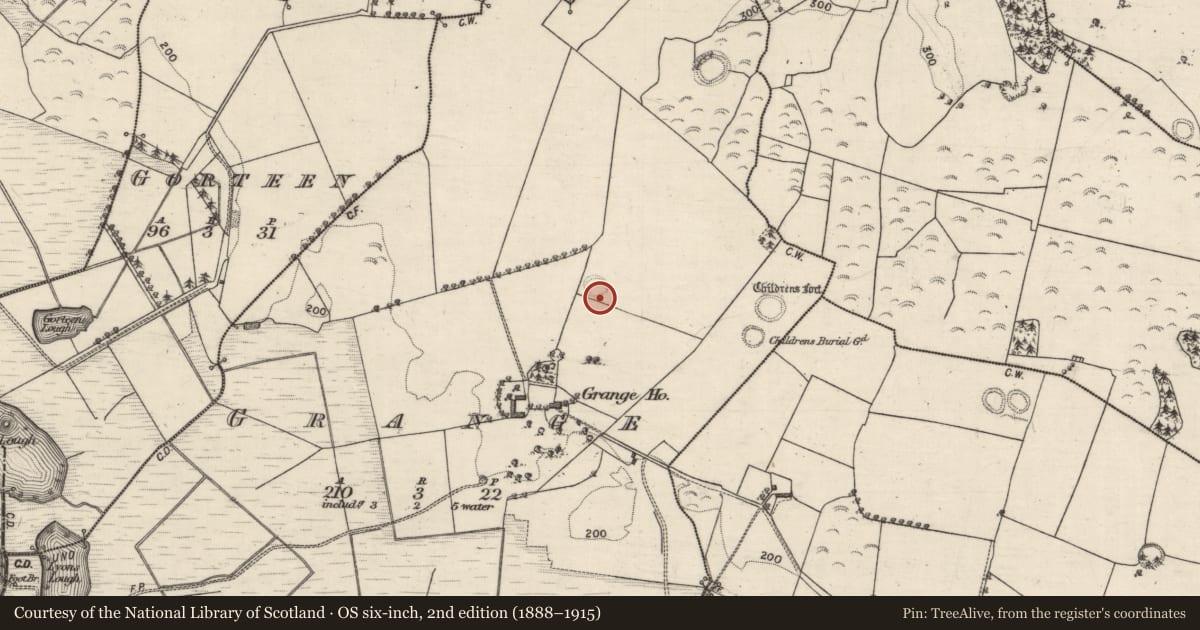 Ordnance Survey six-inch map, 2nd edition (1888–1915) covering the location of Ringfort - unclassified, Grange, County Galway, with a pin at the register's coordinates