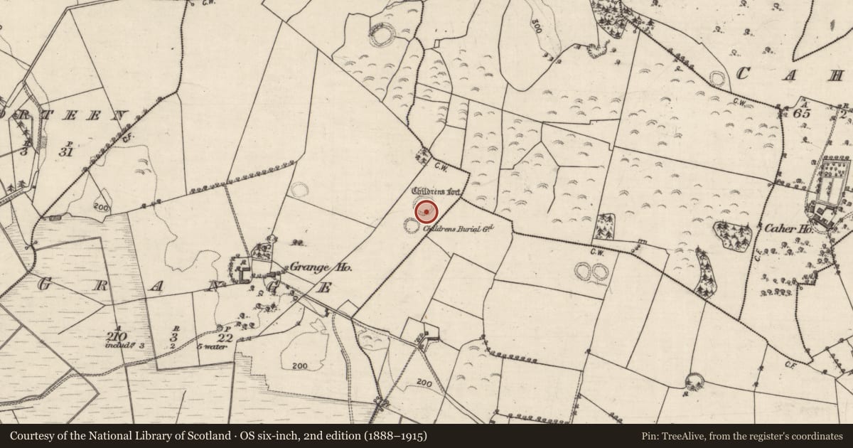 Ordnance Survey six-inch map, 2nd edition (1888–1915) covering the location of Ringfort - rath, Grange, County Galway, with a pin at the register's coordinates